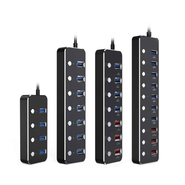 5Gbps 4/7/10-Port Aluminium On/Off Switch USB 3.0 Hub