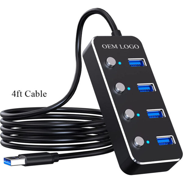 5Gbps 4/7/10-Port Aluminium On/Off Switch USB 3.0 Hub - Image 3