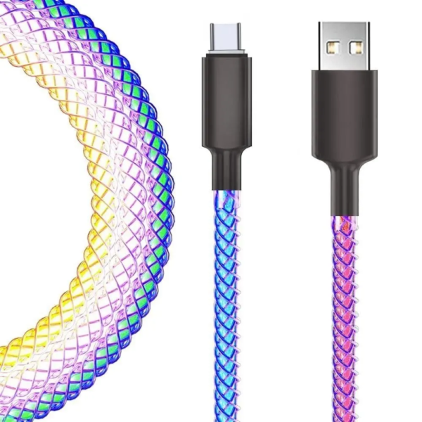 Type-c PD RGB Rainbow Led Light Cable Metal Case Cord - Image 2