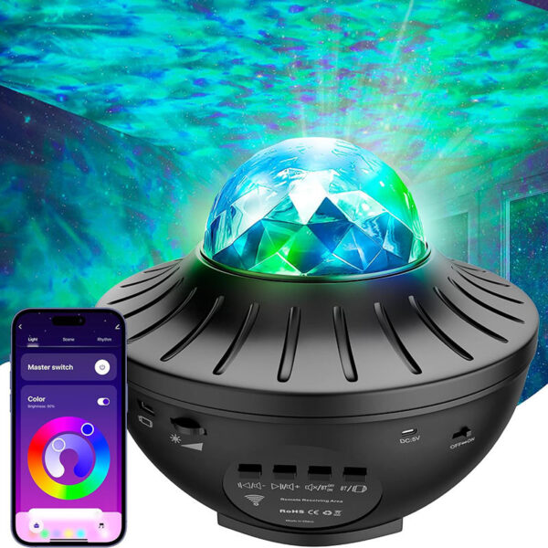 LED Star Ocean Wave Projector USB Night Light Music Bluetooth Speaker