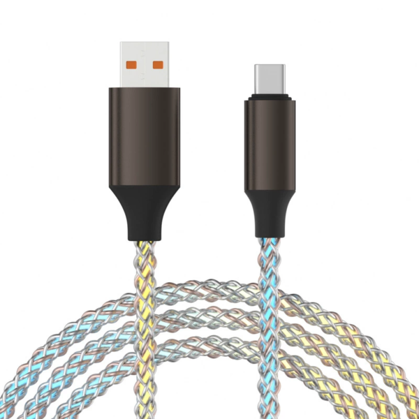 Type-c PD RGB Rainbow Led Light Cable Metal Case Cord